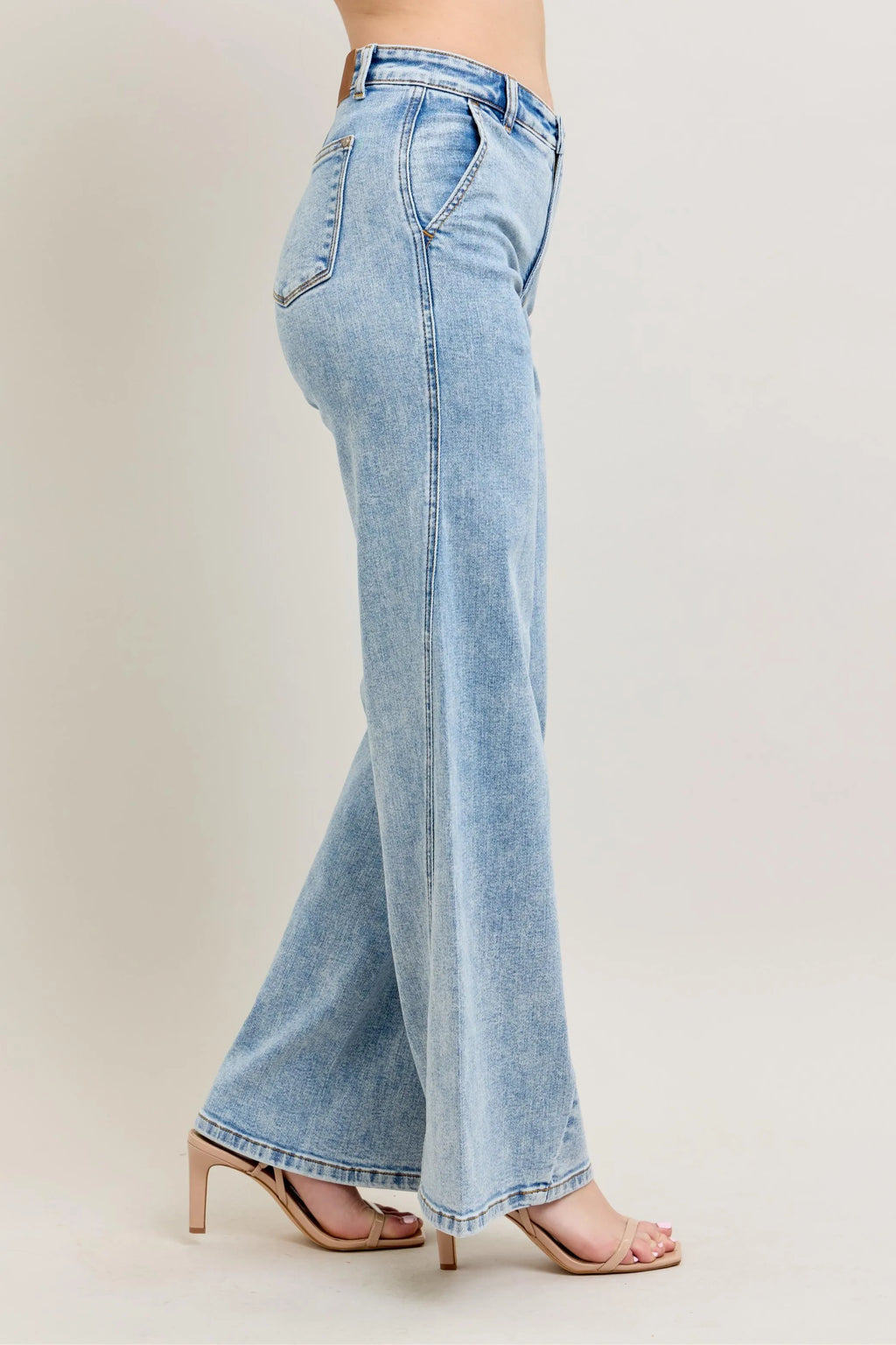 Judy Blue High Waist Wide Leg Jeans with Skewed Inseam
