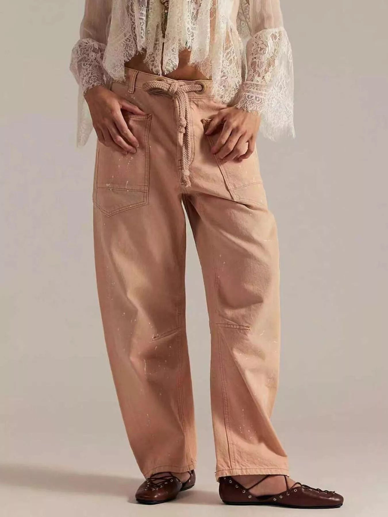 Washed Relaxed Fit Jeans Apricot