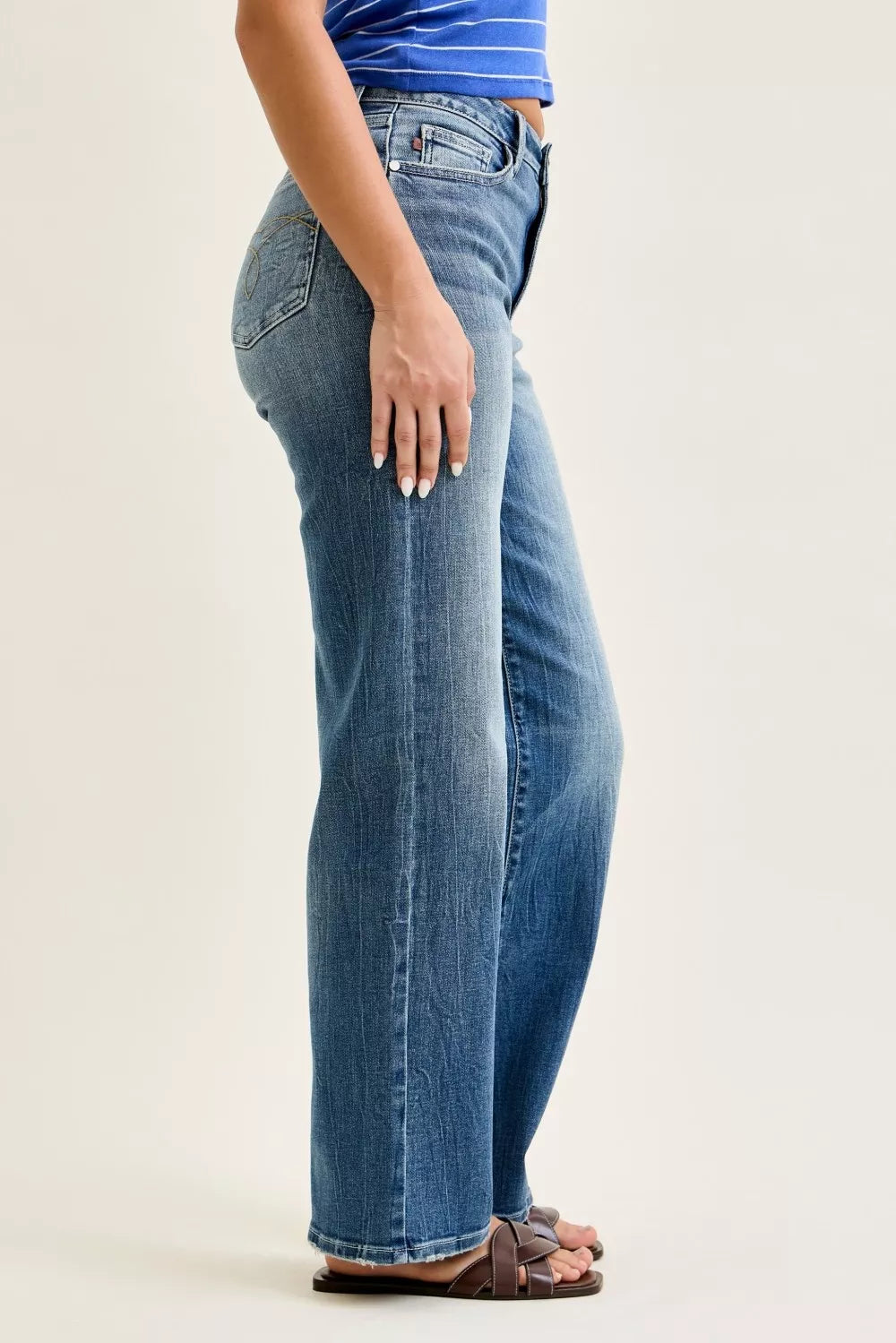 Judy Blue Mid Rise Straight Denim Jeans 82719