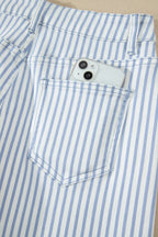 Khaki Stripe Casual Barrel Jeans