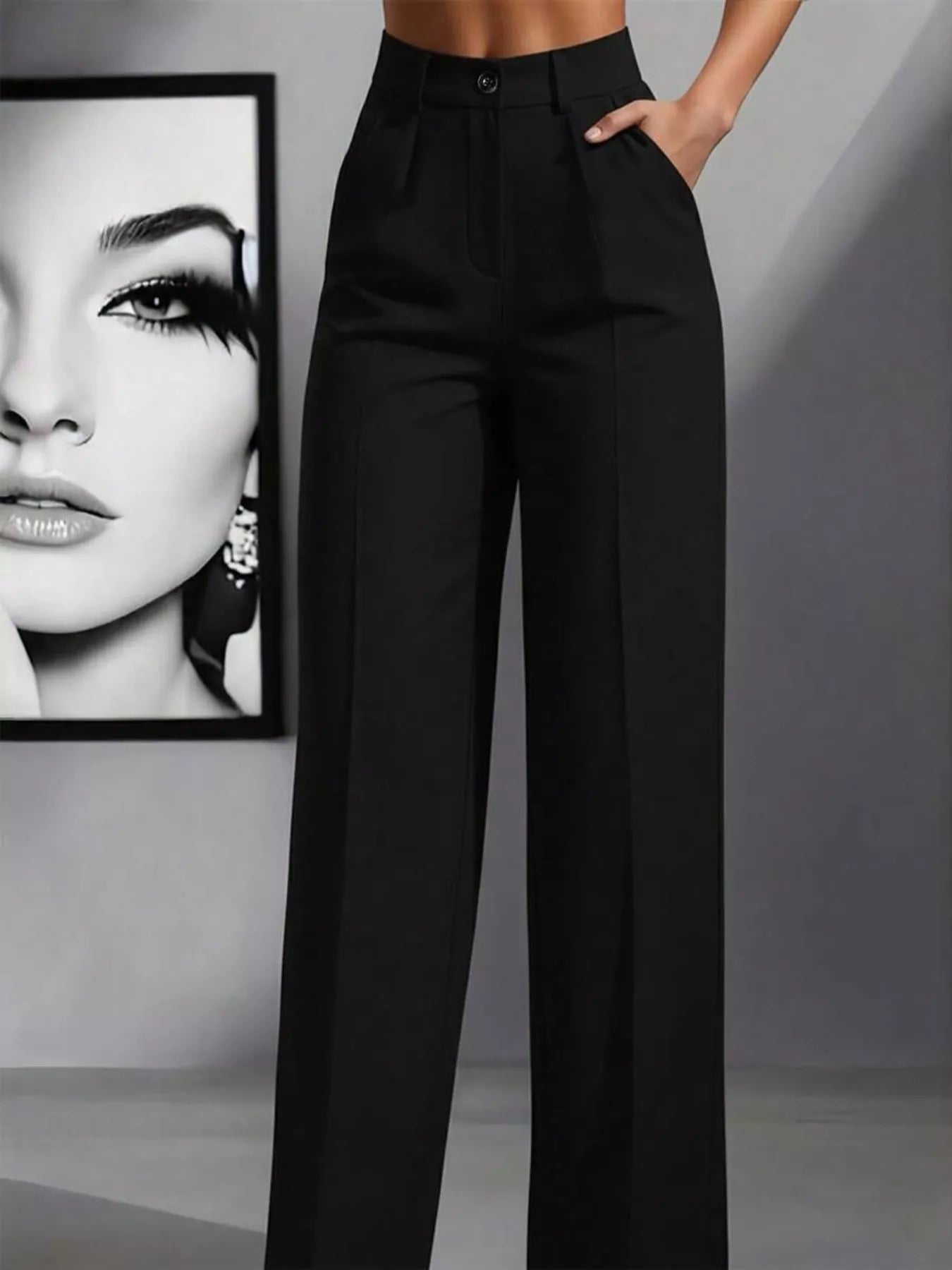 High-Waisted Wide Leg Pants Black