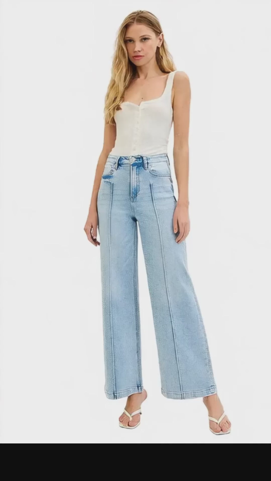 Risen High Rise Cropped Barrel Pleated Jeans PGC21760